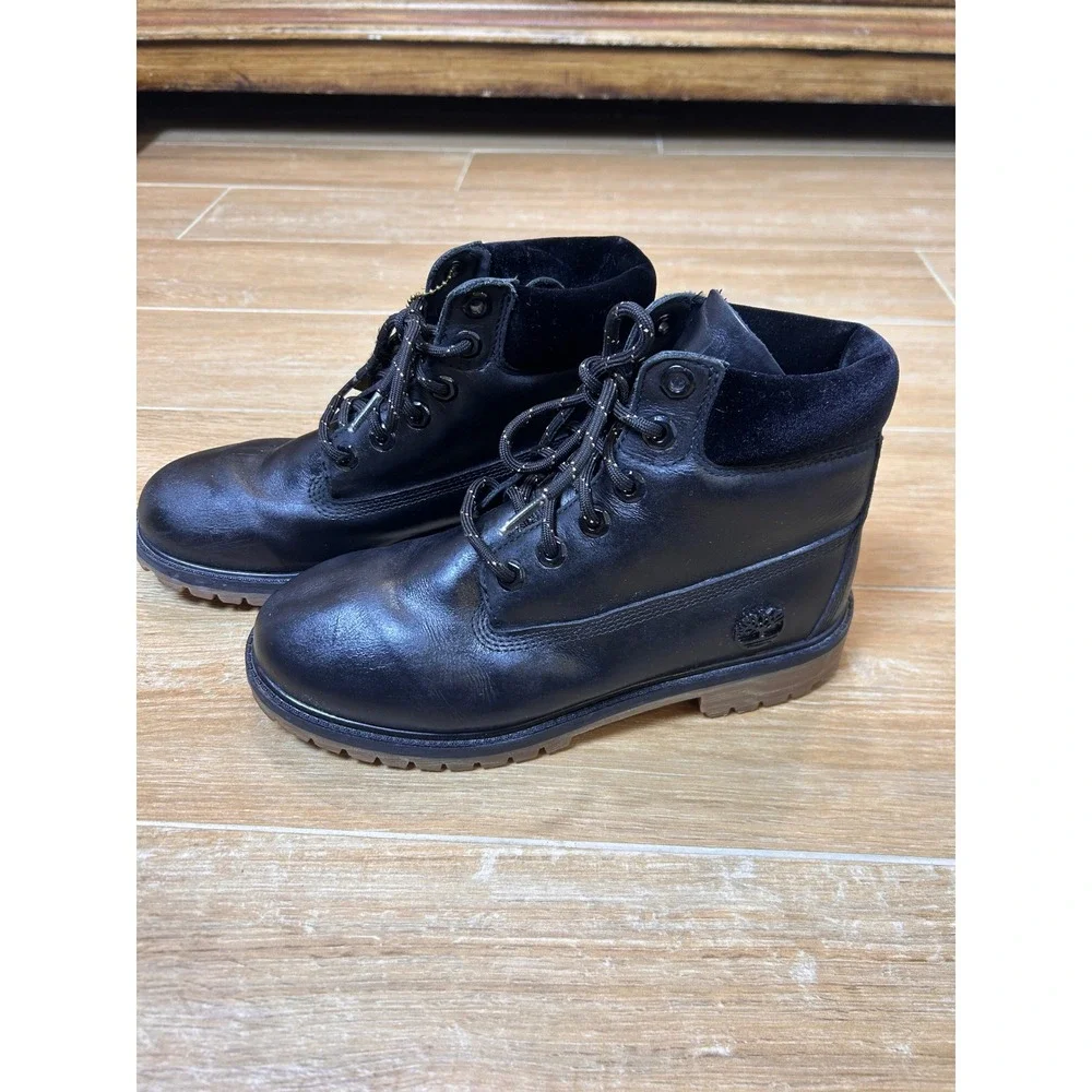 Timberland Premium Waterproof Boots Black Leather‎ Primaloft Boys 5.5 (7 women)